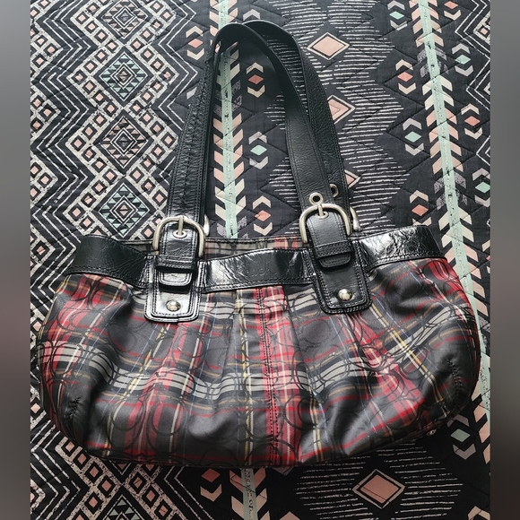 Coach Handbags - Coach Poppy Tartan Plaid Tote Shoulder Handbag H1032-F15228